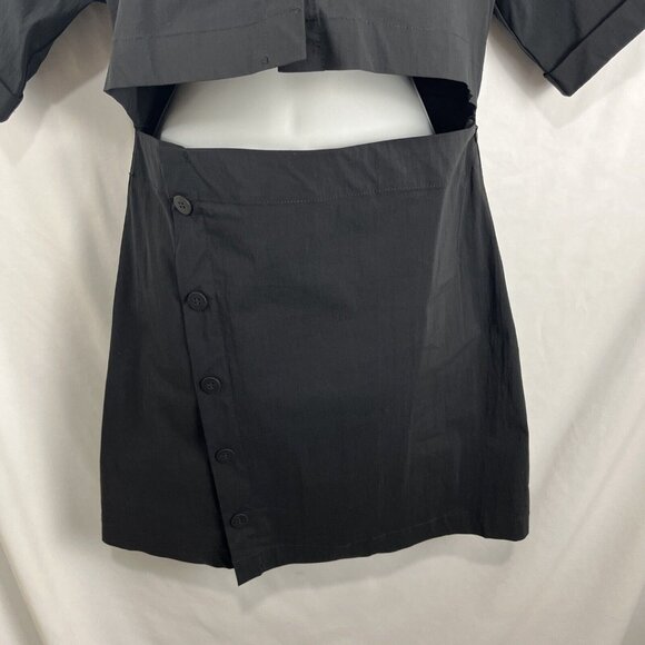 Urban Revivo NWT Black Dress Womens Size L Cut-Out Cotton Preppy - Picture 6 of 12